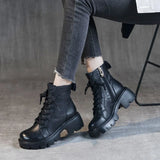 Booties Chunky Footwear Platform Fur Short Shoes for Women Biker Female Ankle Boots Combat Punk Style Trend Spring Fashion