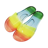 Summer Women Candy Color Transparent Slides Flat Bottom Plus Size Beach Sandals Shoes Ladies Casual One-word Jelly Slippers