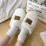 Home Cotton Slippers Couples Shoes Men Fur Cotton Women Winter Indoor Home Comfortable Warm Slides