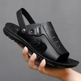 Summer Hot Sale Mens Slippers Fashion Genuine Leather Soft Flip Flops Classic Non-Slip Beach shoes New Comfortable male Footwear