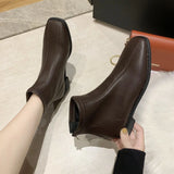 Booties Black Female Ankle Boots Flat Footwear Work Short Shoes for Women Spring on Offer Free Shipping Pu Promotion Boot