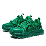 Trendy Green Mens Fashion Sneakers  Superstar Shoes Streetwear Men's Chunky Sneakers Casual Designer Platform Mens Trainers