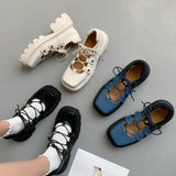 Vintage Lace Up Lolita Shoes Women Platform Mary Janes Shoes Casual Girls JK Uniform Single Shoes Spring Summer Pumps