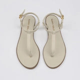 Summer No Heel Sandals for Women Buckles Ladies Shoes One Word Footwear Beige Flat Rubber Outdoor Trend H Vintage Original
