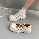 Vintage Lace Up Lolita Shoes Women Platform Mary Janes Shoes Casual Girls JK Uniform Single Shoes Spring Summer Pumps