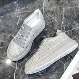 Autumn Women Platform Shoes rhinestones Thick-soled White Silver Shoes Shining Crystal Sneakers Trend Casual Sneakers