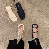 Gladiator Sandals Women's  Summer Women's Thick Sole Platform Flat Shoes Women's Fashion Cross Strap Sandals Women's Shoes