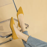 Women's large shoes  high-heeled shoes solid color knitted breathable rubber anti-skid sole spring and autumn latex insole