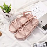 Casual Women Gladiator Sandals Platform Heel Thick Sole Elastic Pvc Non Slip Front&Rear Strap Rome Leisure Shoes Ladies Summer