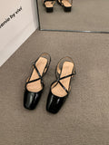 Women Spring  Mules Shoes Sandals Back Strap Square Toe Shallow Slides Casual Outdoor Slip On Flat Single Shoes