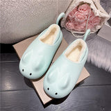 Women's Heels Casual Female Sneakers Woman-shoes Shoes Slip-on Roses Fashion Rome Short Plush Basic Med PU with Shoes Women
