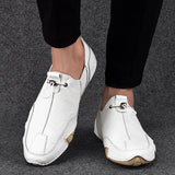 Mens Sneakers Casual Slip On Loafers Outdoor Light Flats Autumn Genuine Leather Shoes Comfortable Solid Color Mens Sneakers