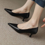 Plus Size Women Pumps Pointed Toe Boat Shoes Mid Heels Basic Pumps Slip on tacones mujer Black Singe Shoes escarpins femme 9875N