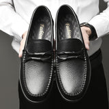 Genuine Leather Men Loafers Luxury Brand Italian Casual shoes High-end bespoke leather business shoes Slip On Driving Mocassins