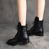 Women Chunky Ankle Chelsea Boots Retro Classic Shoes New Winter Oxford Lace-up Platform Femme Boots Gladiator Casual Botas