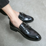 casual loafers Men Leather Shoes Fashion Wedding Party Shoes Luxury Men Designer Business Flats Shoes Large Size  tassel