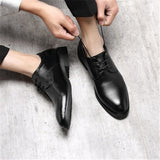 Fashion Men Shoes British Style Soft Bottom Casual Pu Leather Waterproof Comfortable Business  Formalmen Lace-Up Shoes