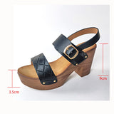 Ladies Platform Sandals Rivet Chunky High-Heeled Sandals Soft Leather Bag Feet Shoes Open Toe Women Sandals 12cm PU Wooden Green