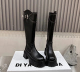 Platform Punk Women's Long Boots Fashion Back Zippers Knee High Botas Ladies Elegant Thick Bottom Shoes Winter Women's Footwear