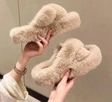 Spring Chunky Women Slippers Fashion Open Toe Thick Sole Platform Flats Ladies Keep Warm Slides Women Casual Shoes