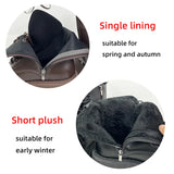 Brown Pu Leather Ankle Boots for Women Autumn Winter Short Plush Motorcycle Boots Woman Vintage Lace Up Botas Shoes