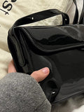 Elegant Patent Leather Women's Small Square Bag Ladies Vintage Shoulder Crossbody Bags Fashion Simple Female Handbags Tote Purse