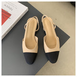 Classic Elegant Mixed Color Slingback Sandals Women Elastic Band Back Strap Flat Ballet New Design Shoes Brand Mule Office