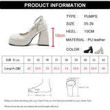 Y2K Chunky Platform High Heels Pumps Women Summer Patent Leather Black White Lolita Shoes Woman Pearl Ankle Straps Pumps