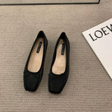 Classic Female Flats Ballerina Shoes Women Fashion Square Toe Pleated Ballet Bow Knot Shallow Moccasin Casual Loafer Sliver