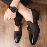 Fashion Business Dress Men's Shoes Classic Leather Men Suits Shoes Slip-On Oxfords Shoes Party tassel designer shoes