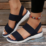 Women's Knit Elastic Cloth Wedge Sandals Slip On Lightweight Walking Sandals Women Plus Size Comfortable Summer Shoes Woman