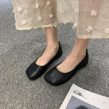 Korean Shoes Black Flats Women's Moccasins All-Match Autumn Shallow Mouth Female Footwear Casual Sneaker Square Toe Nurse