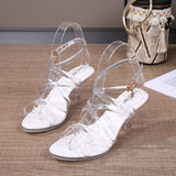 Transparent Sandals Women Silver Clear Pvc Sandals Stiletto High Heeled Sandals Woman Sexy Crystal Shoes Stripper Wedding Size43