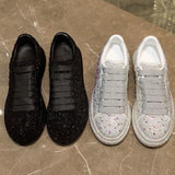 Autumn Women Platform Shoes rhinestones Thick-soled White Silver Shoes Shining Crystal Sneakers Trend Casual Sneakers