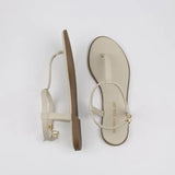 Summer No Heel Sandals for Women Buckles Ladies Shoes One Word Footwear Beige Flat Rubber Outdoor Trend H Vintage Original