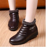 New Women's Real Leather Ankle Boots Thick Bottom Plush Shoes Women Winter Warm Shoes Fashion Cool Footwear Size 34-41