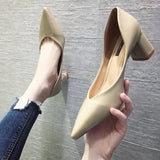 Shoes for Women Office Ladies Summer Footwear Comfortable and Elegant Pointed Toe White with Medium Heels on Offer Lastest