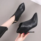 Booties Black Footwear Sexy Female Ankle Boots Heeled Very High Heels Short Shoes for Women Y2k Quality Goth Pu New Rock in Hot