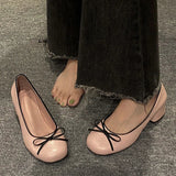 Butterfly-knot Women Pumps Fashion Shallow Slip On Thick Low Heel Sandalias Ladies Elegant Outdoor Mary Jane Shoes