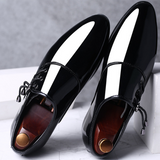 Trending Italian Patent Leather Shoes for Men Business Shoe Lace Up Oxfords Plus Size Male Wedding Party Shoes Men Black Leather