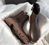 Autumn Winter Women Ankle Boots Fashion Round Toe Slip On Ladies Casual Short Boots Thick Bottom Chelsea Shoes