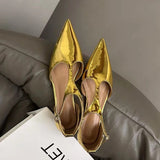 Summer New Women Sandal Fashion Gold Narrow Band Ladies Dress Slides Flat Heel Outdoor Dress Sandal Slipper Shoes