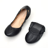 Women Ballet Flats Fashion Foldable Leather Loafers Soft Slip on Woman Luxury Brand Prom Ballerina Flats Wedding Party Shoes