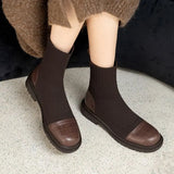 Booties Chunky Short Shoes for Women Brown Sock Footwear Platform Elastic Female Ankle Boots Trend Y2k New In Fashion Pu 39