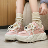 Design Pink Shoes For Girls Spring New Women's Casual Shoes Lovely Leather White Platform Sneakers Woman