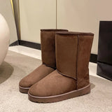 Women Suede Leather Warm Snow Boots Winter New Causal Plush Fluffy Anti-cold Zipper Boots Plus Size Women Platform Shoes