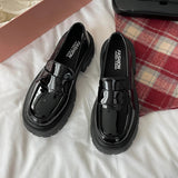 Chunky Loafers Shoes Spring Women Japanese Style Slip On Black Single Pumps Shoes Women Fashion Girls Thick Sole Heel