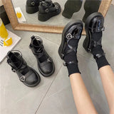 Lolita Shoes for Women Kawaii Cosplay Mary Janes Gothic Shoes Platform Emo Shoes on Heels Women Loli Thick Heel Cross Bandage