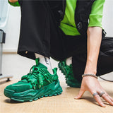 Trendy Green Mens Fashion Sneakers  Superstar Shoes Streetwear Men's Chunky Sneakers Casual Designer Platform Mens Trainers